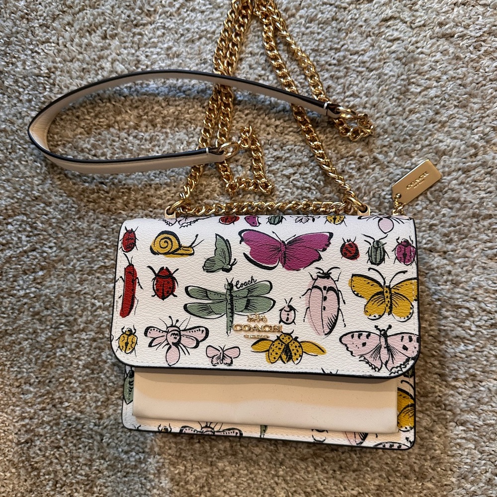 Coach White Multicolor Butterfly Crossbody Bag